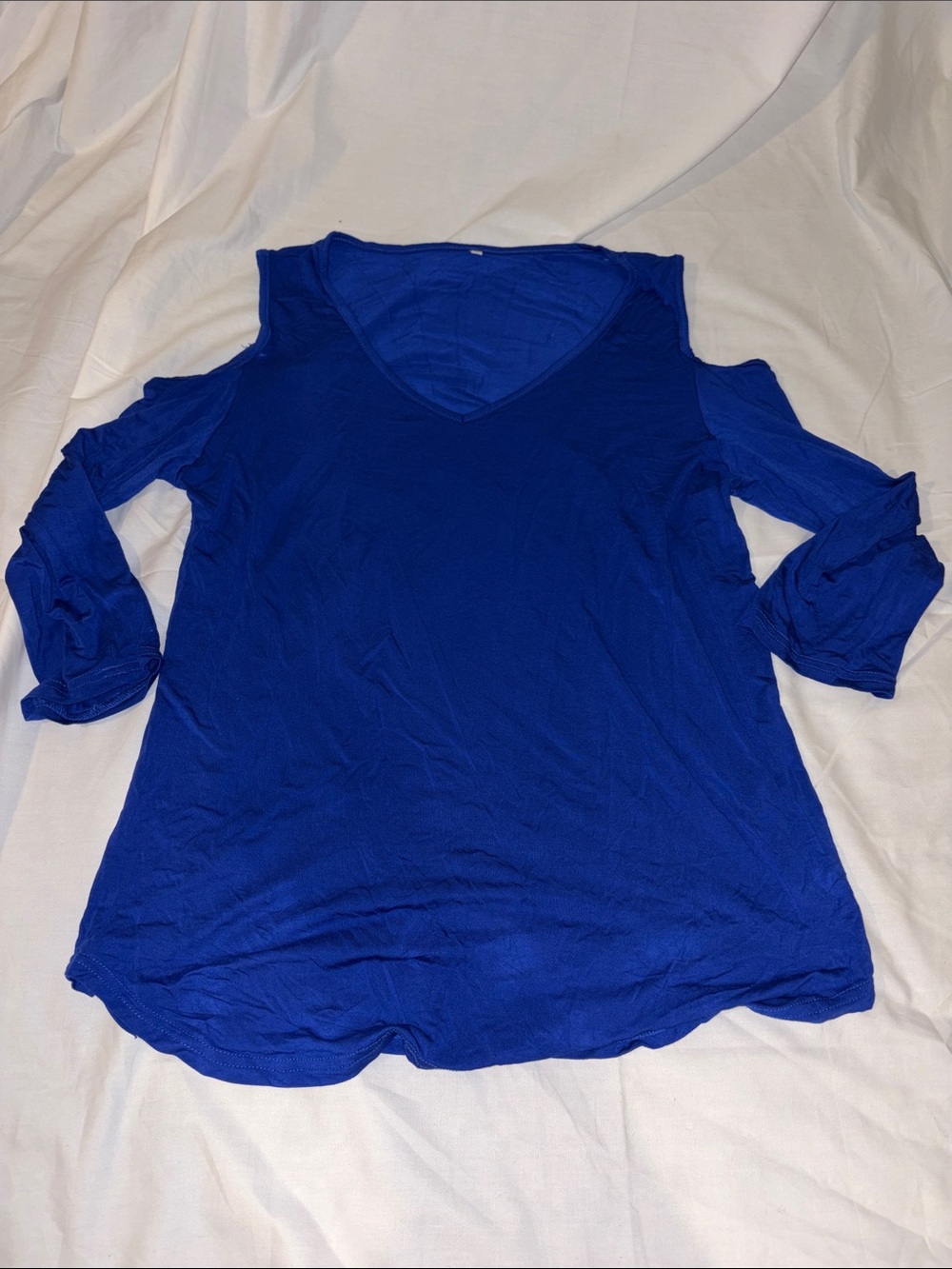 Women's Cold-Shoulder V-Neck Top in Royal Blue